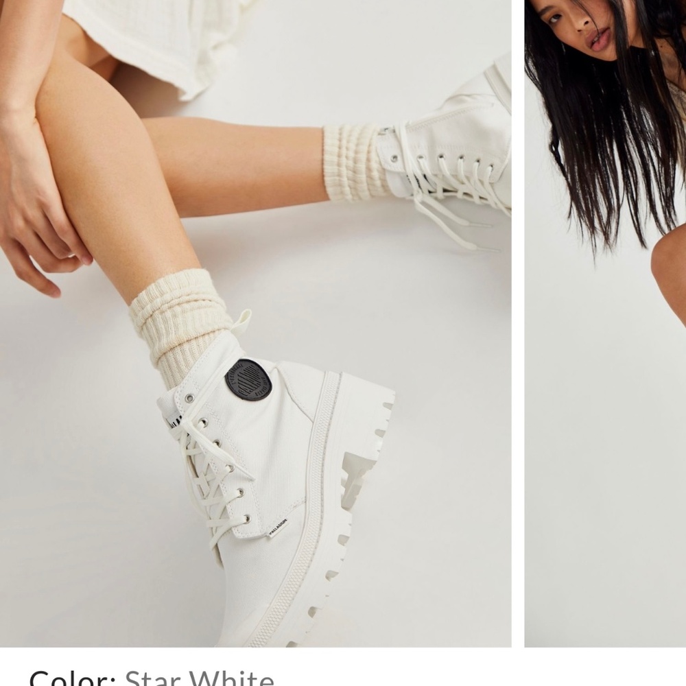 White Womens Boots Pallabase Twill Size 8.5 free people